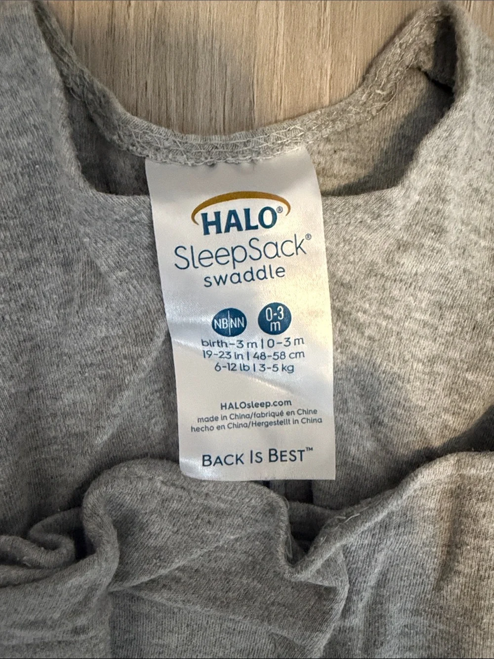 Halo Gray Infant Sleep Sack with Front Zipper